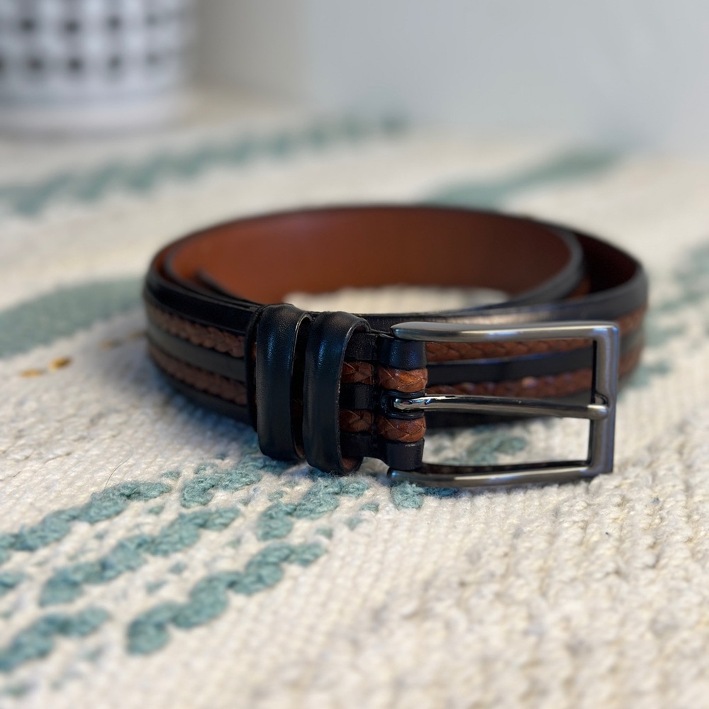 Crookhorn Woven Leather Belt | Black & Brown Braided |